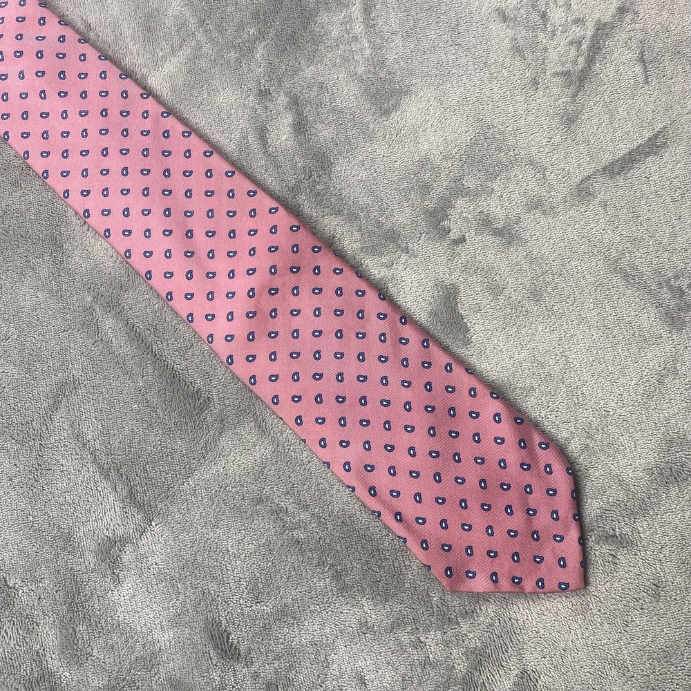 Neiman Marcus Tie Mens One‎ Size Pink Paisley 100% Silk Hand Made Italy